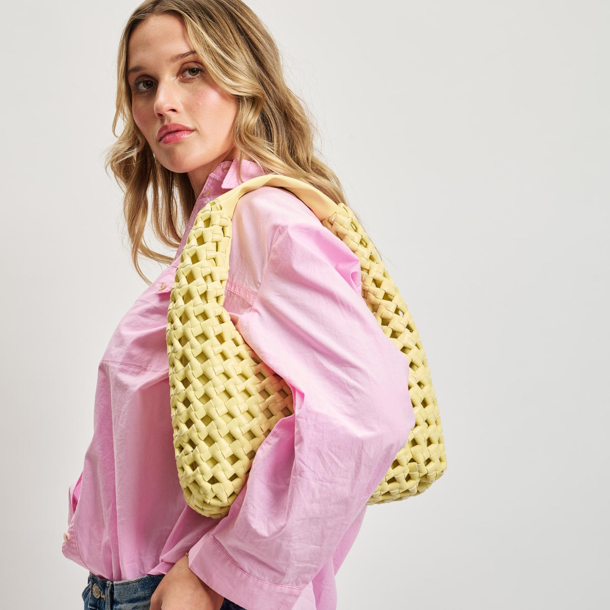 Woman wearing Butter Sol and Selene Richelle Hobo 842017137535 View 2 | Butter