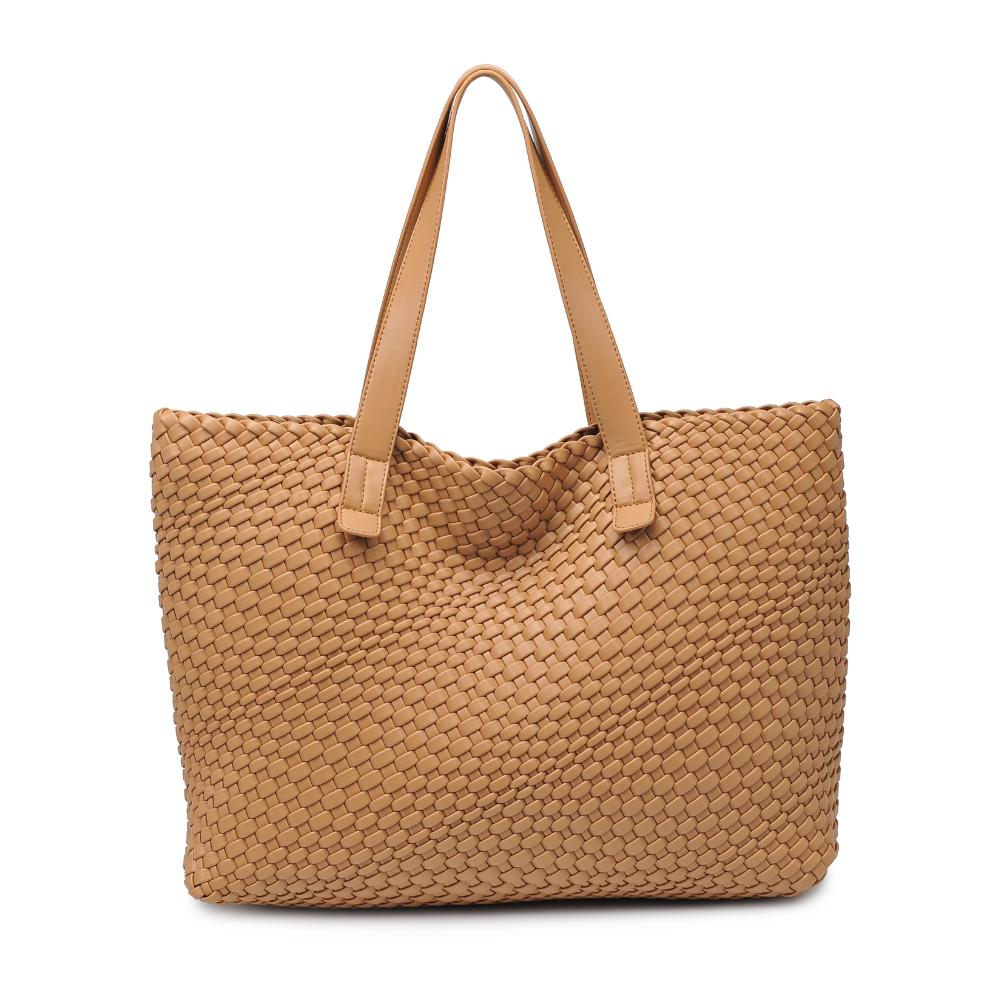 Woman wearing Tan Moda Luxe Piquant Tote 842017135609 View 7 | Tan