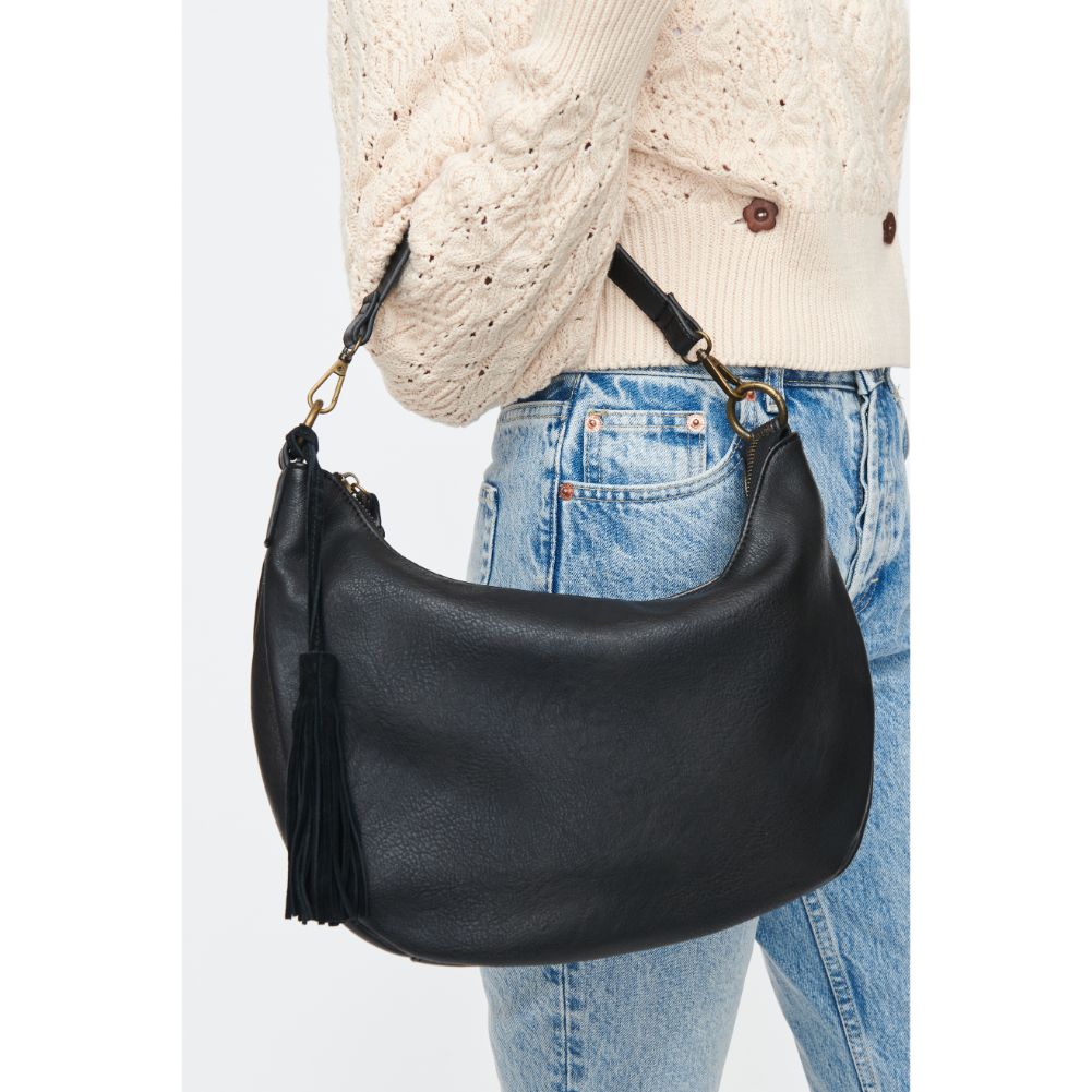 Woman wearing Black Moda Luxe Ella Hobo 842017130215 View 4 | Black