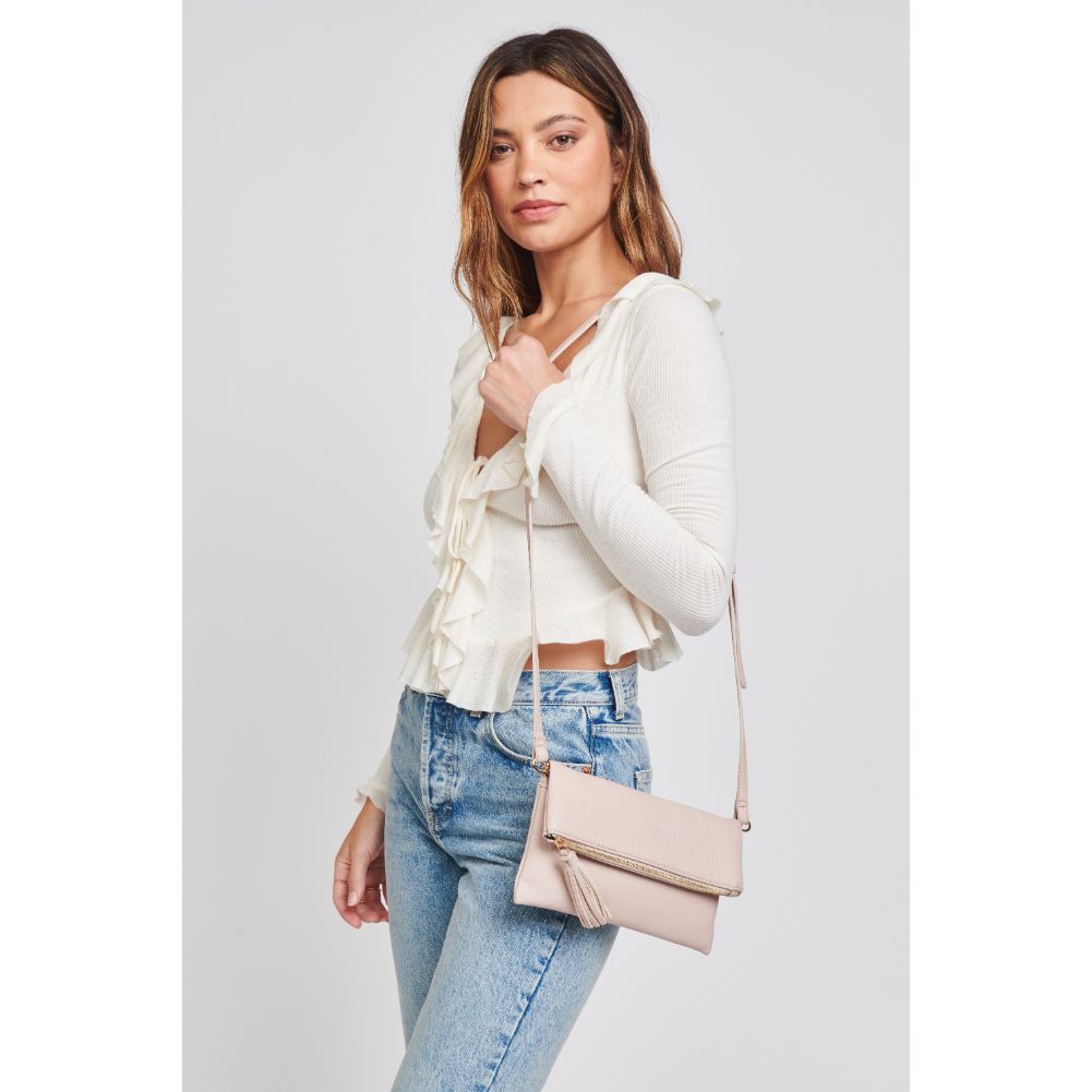 Woman wearing Blush Moda Luxe Kingsley Crossbody 842017121435 View 1 | Blush