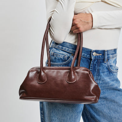 Woman wearing Chocolate Sol and Selene Nina Shoulder Bag 842017139577 View 1 | Chocolate