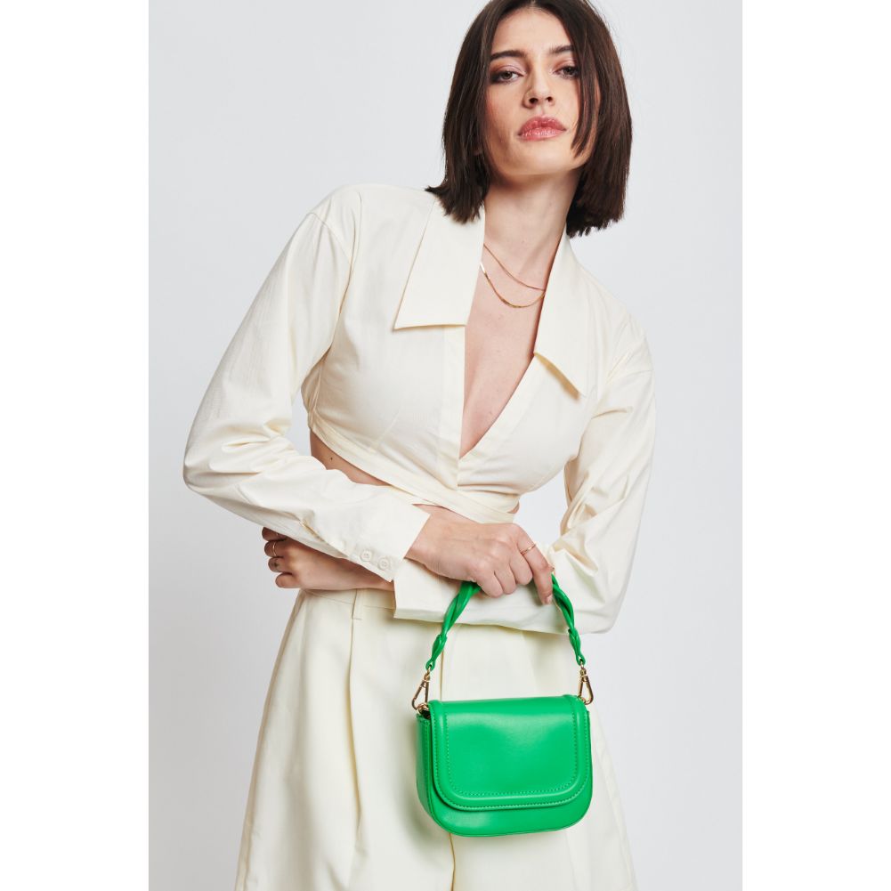 Woman wearing Green Moda Luxe Vanna Crossbody 842017131045 View 1 | Green