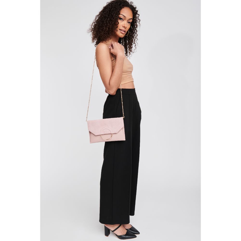 Woman wearing Blush Moda Luxe Gwen Clutch 842017122807 View 4 | Blush