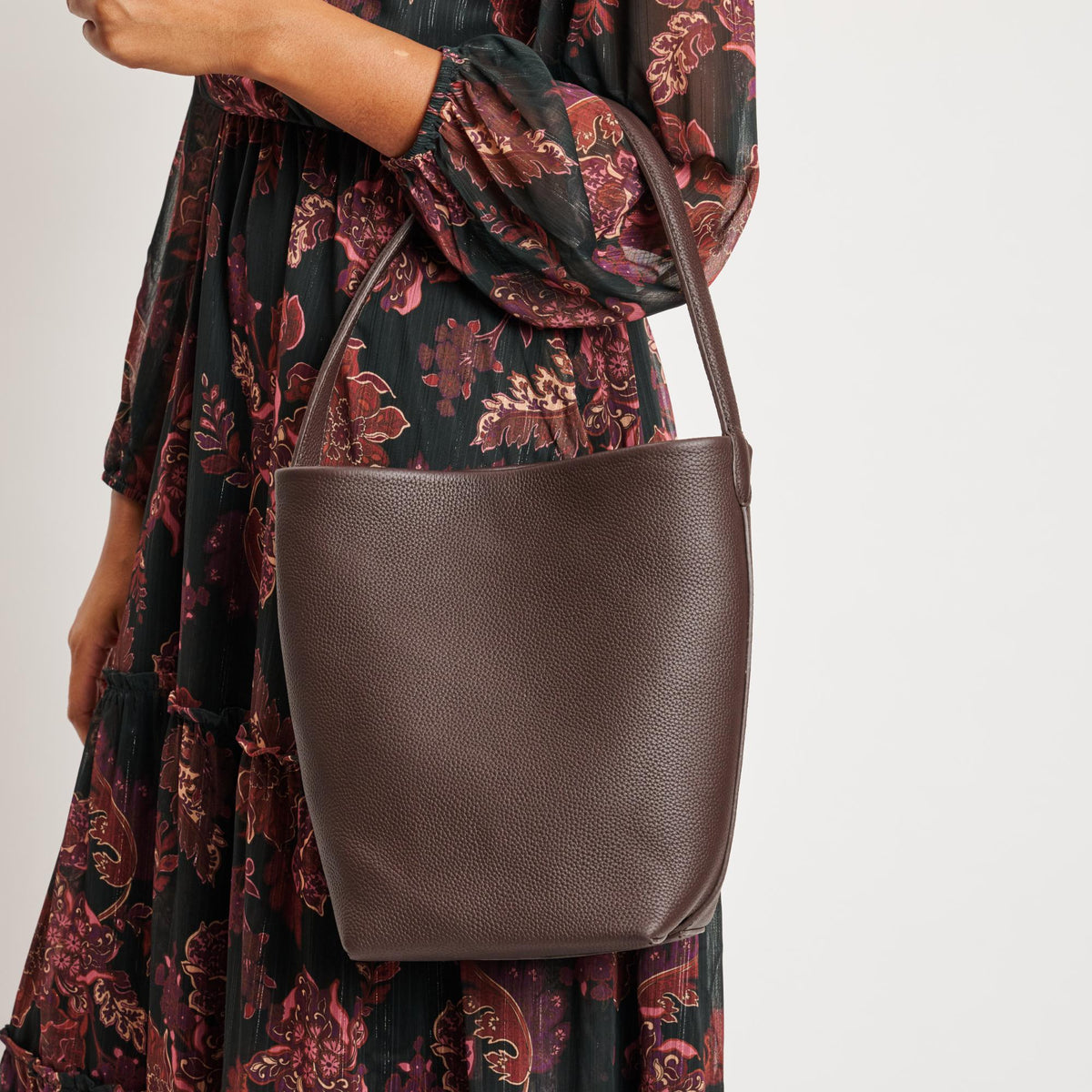 Woman wearing Chocolate Moda Luxe Odette Bucket 842017138976 View 4 | Chocolate