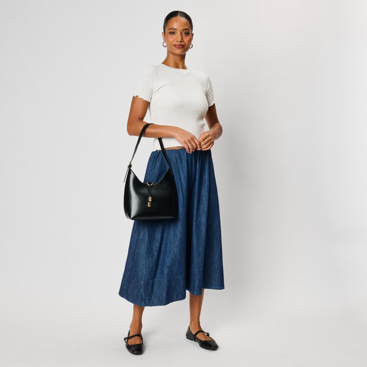 Woman wearing Black Moda Luxe Blair Shoulder Bag 842017143215 View 4 | Black