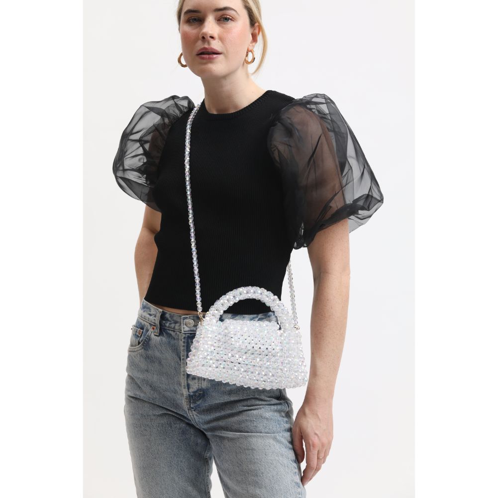 Woman wearing Iridescent Sol and Selene Dolly Evening Bag 842017133476 View 1 | Iridescent