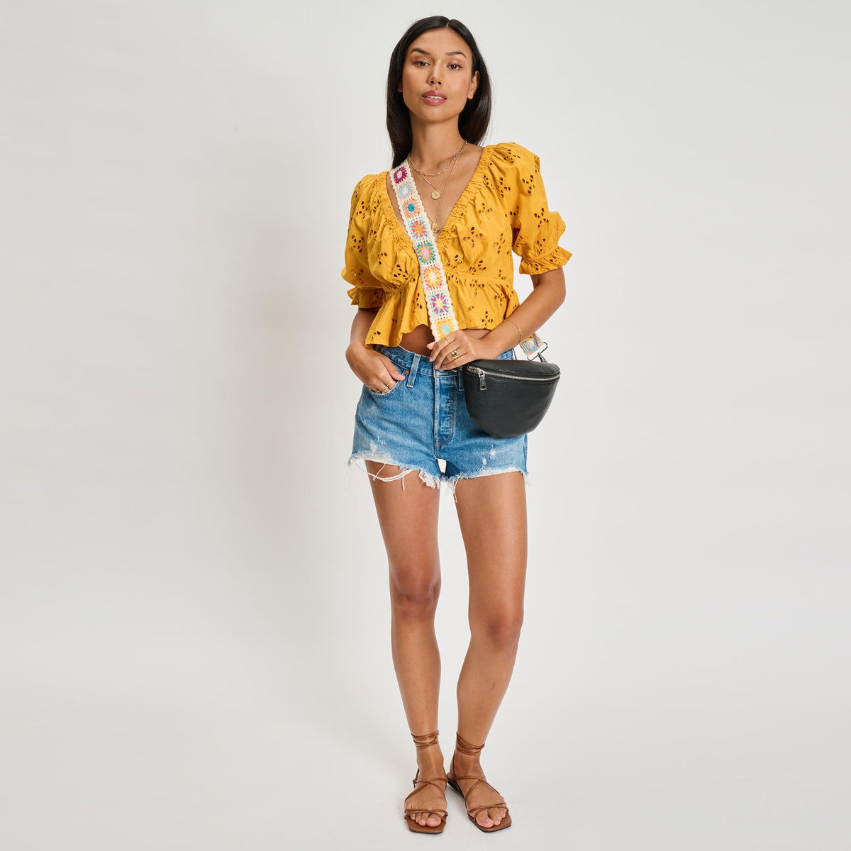 Woman wearing Black Sol and Selene Stylette Belt Bag 842017134763 View 3 | Black