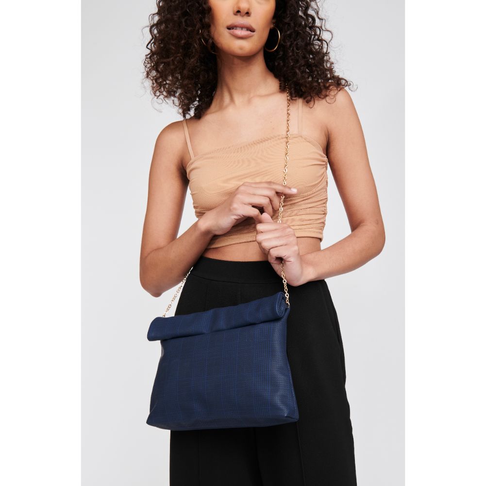 Woman wearing Navy Moda Luxe Heather Clutch 842017116660 View 1 | Navy