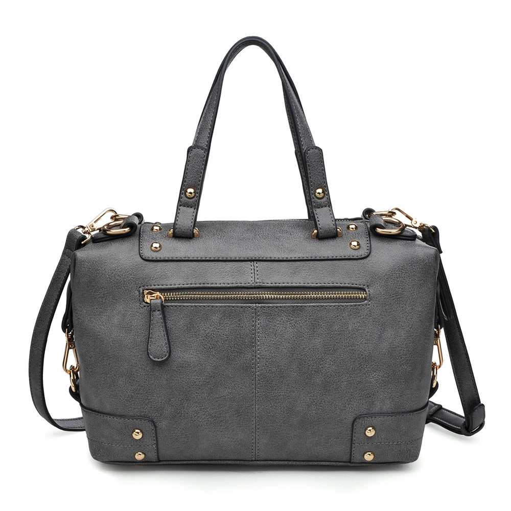 Product Image of Moda Luxe Broadway Patina Satchel 842017117346 View 3 | Gunmetal