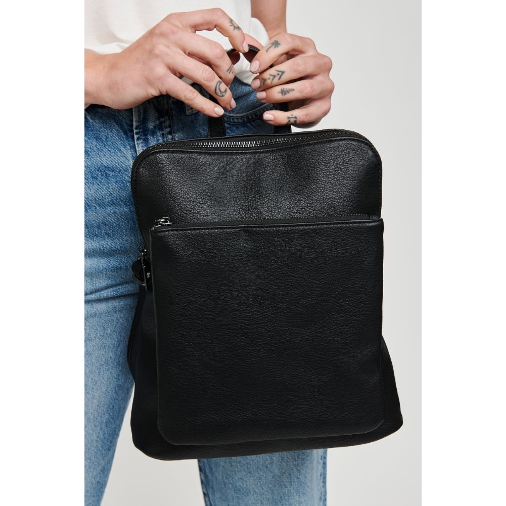 Woman wearing Black Moda Luxe Phoebe Backpack 842017126591 View 3 | Black