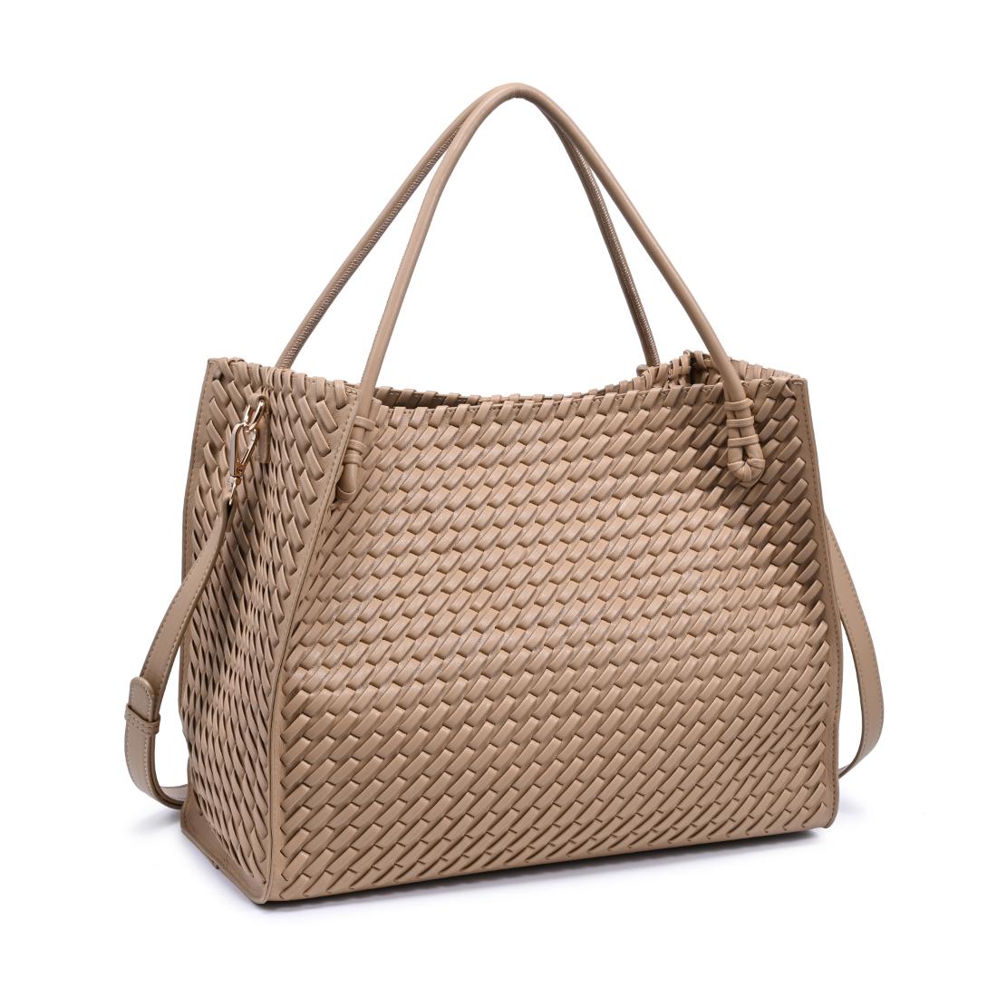 Woman wearing Natural Moda Luxe Jackie Tote 842017140832 View 6 | Natural