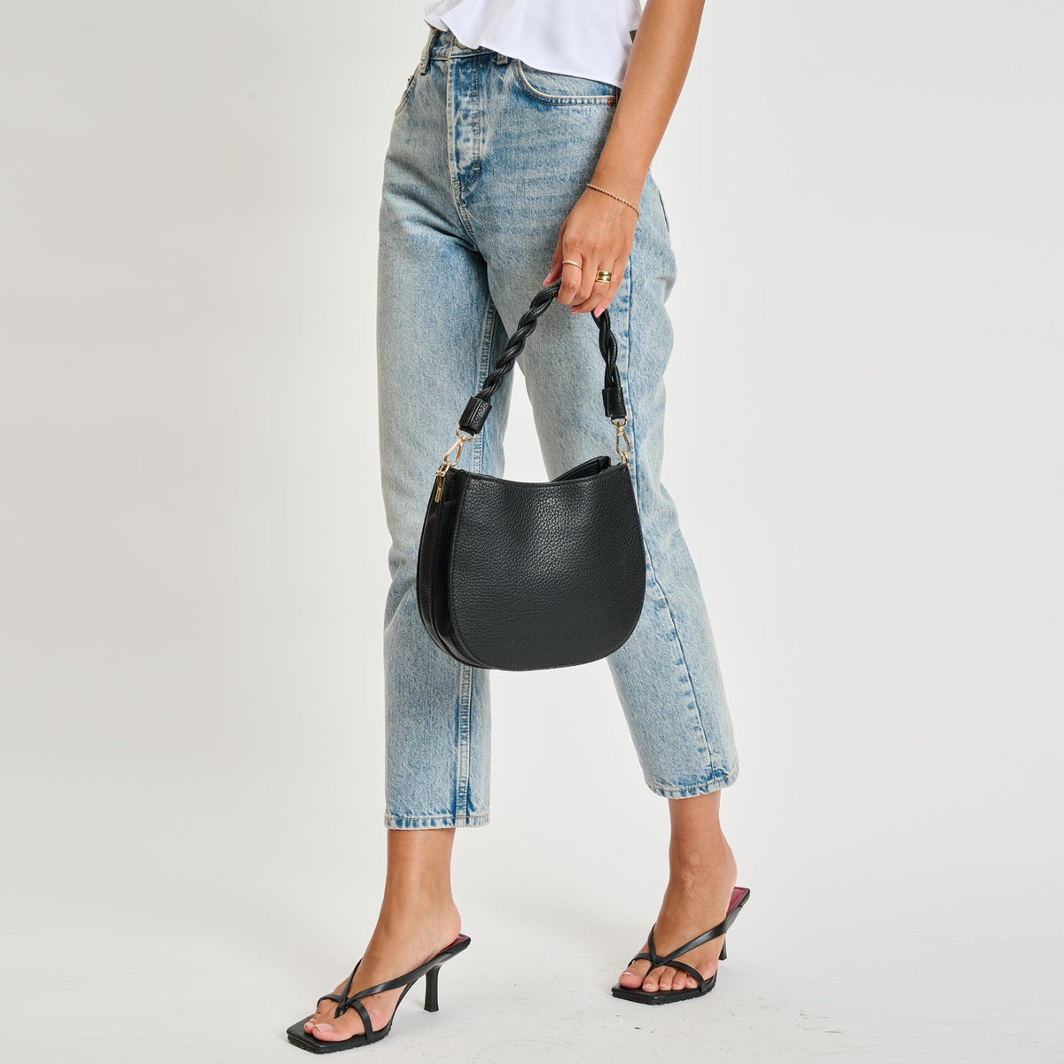Woman wearing Black Moda Luxe Glamique Crossbody 842017134831 View 2 | Black