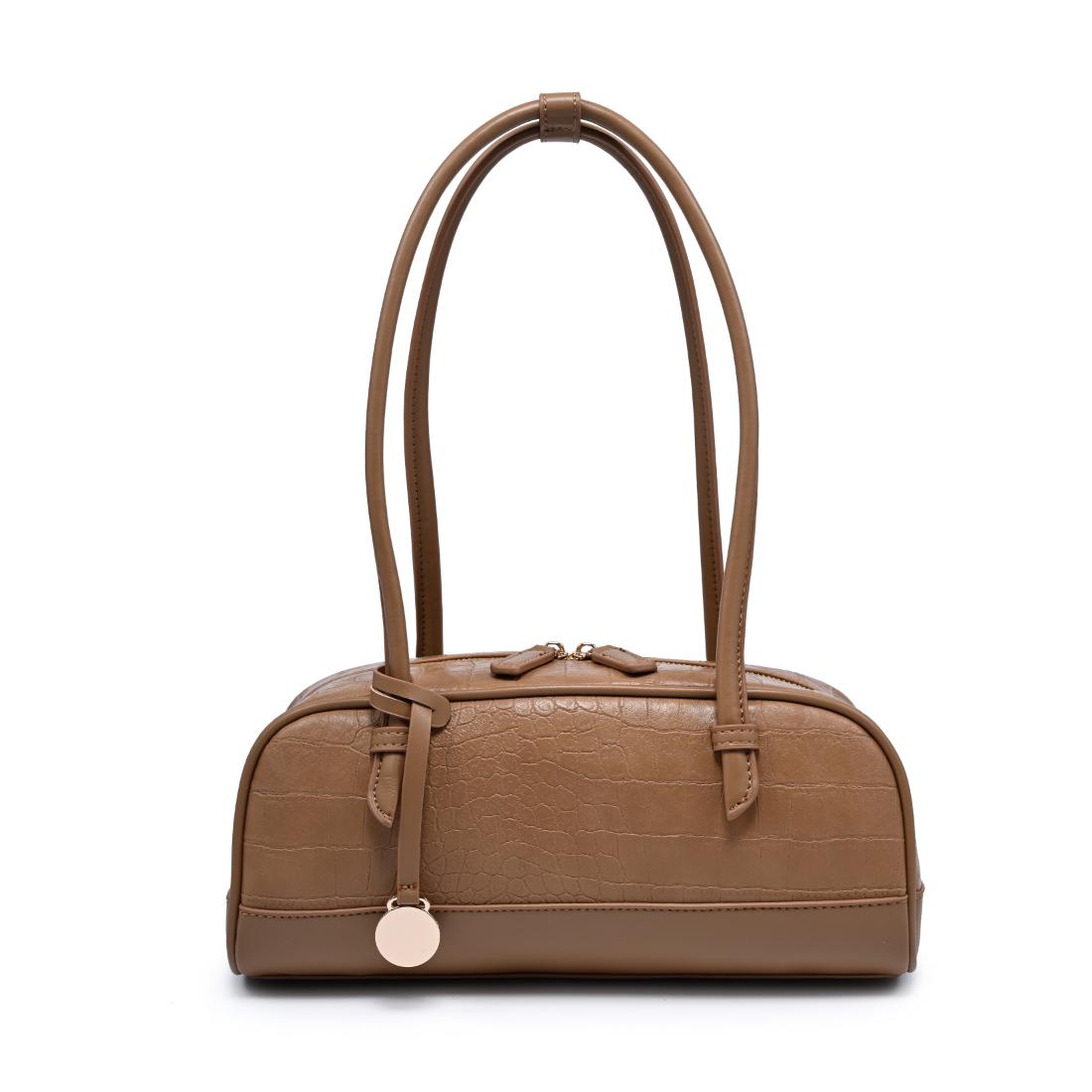 Woman wearing Camel Moda Luxe Paloma - Croco Shoulder Bag 842017140443 View 5 | Camel