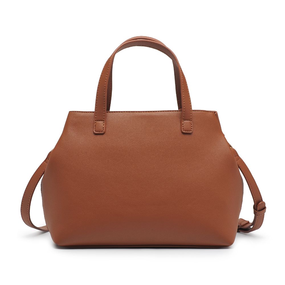 Woman wearing Tan Moda Luxe Sophia Tote 842017128830 View 7 | Tan