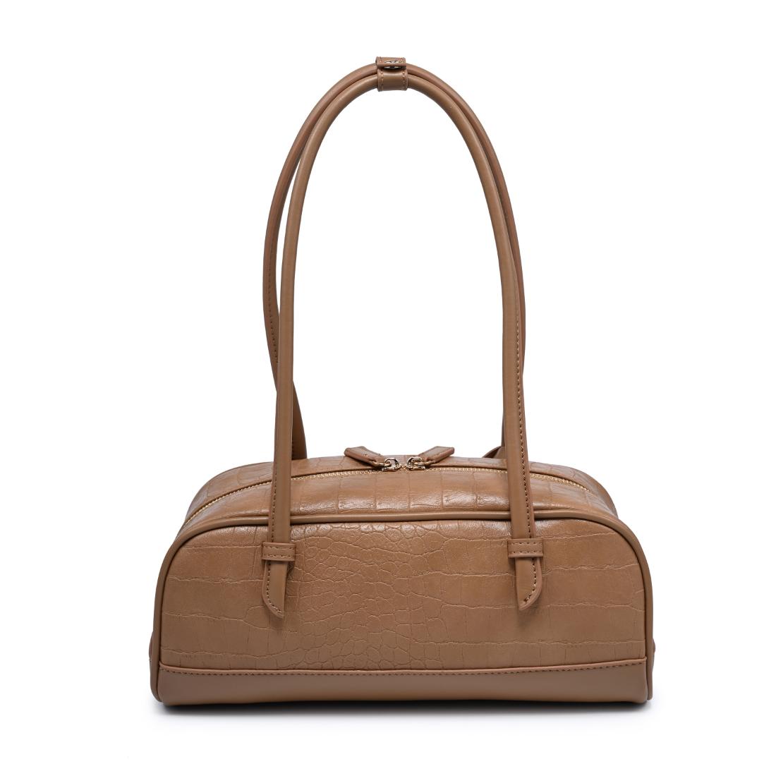 Woman wearing Camel Moda Luxe Paloma - Croco Shoulder Bag 842017140443 View 7 | Camel