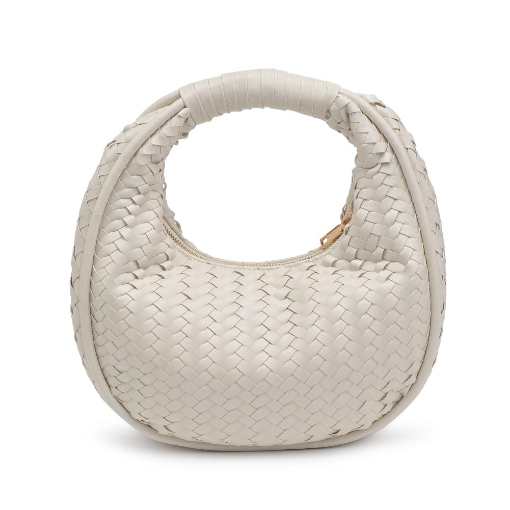 Woman wearing Oatmilk Moda Luxe Cassidy Clutch 842017136354 View 7 | Oatmilk