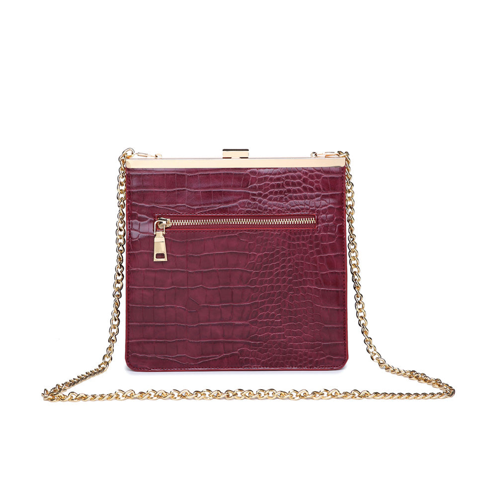 Product Image of Moda Luxe Anastasia Croc Clutch 842017116486 View 3 | Burgundy