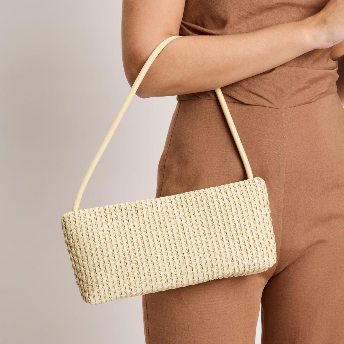 Woman wearing Cream Moda Luxe Lucy Shoulder Bag 842017140344 View 1 | Cream