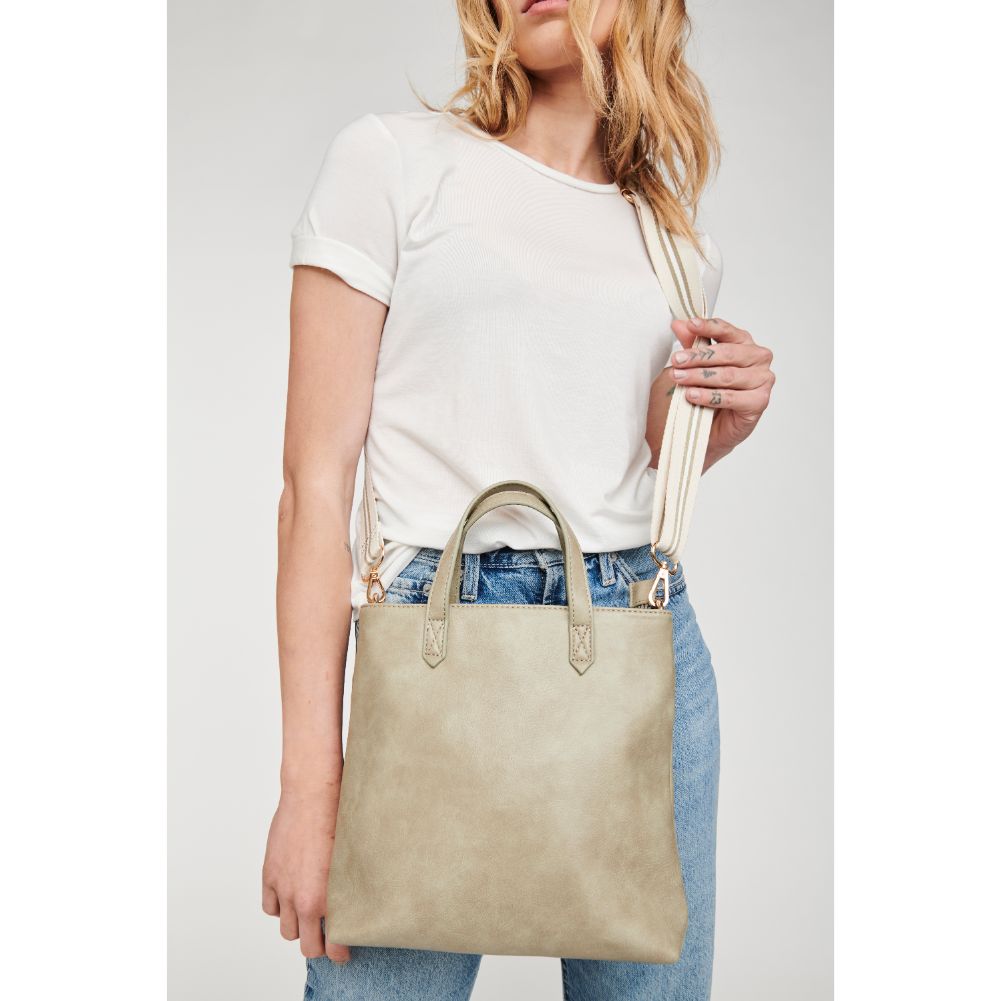Woman wearing Sage Moda Luxe Selena Mini Tote 842017126836 View 1 | Sage