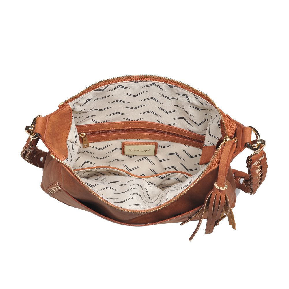 Woman wearing Tan Moda Luxe Layla Crossbody 842017129493 View 9 | Tan