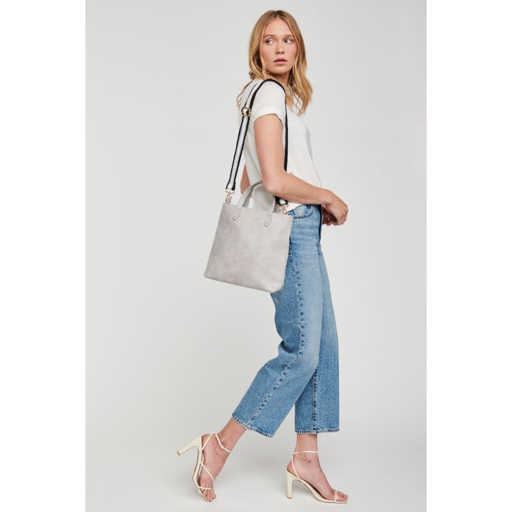 Woman wearing Grey Moda Luxe Selena Mini Tote 842017126812 View 4 | Grey