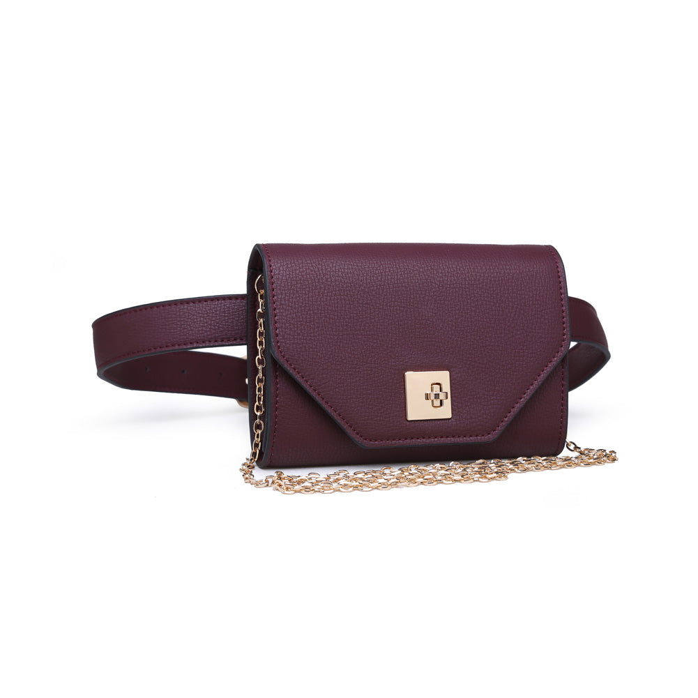 Woman wearing Burgundy Moda Luxe Vera Belt Bag 842017115748 View 6 | Burgundy