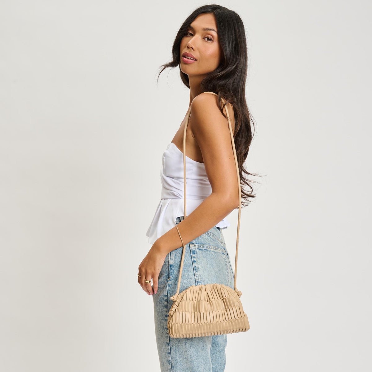 Woman wearing Natural Sol and Selene Divaire Crossbody 842017135555 View 2 | Natural