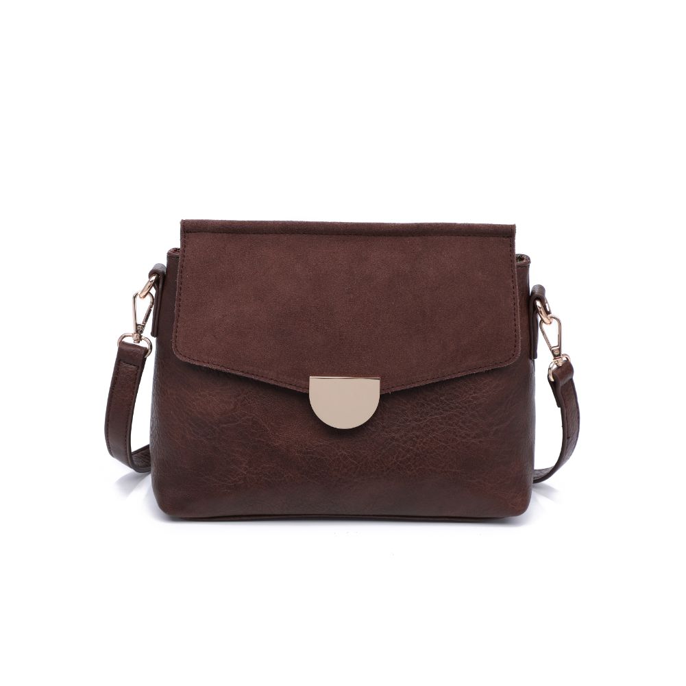 Woman wearing Espresso Moda Luxe Abby Crossbody 842017128618 View 5 | Espresso