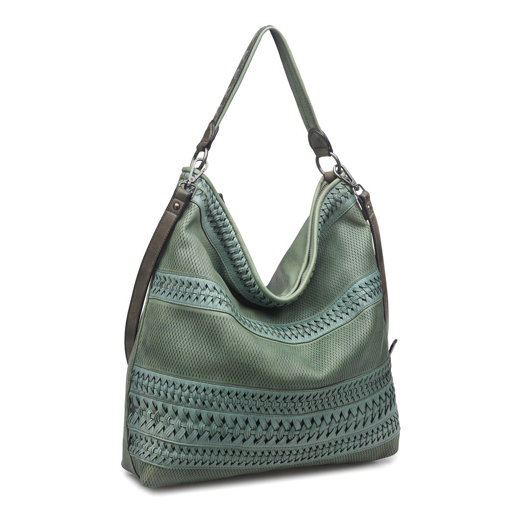Woman wearing Green Moda Luxe Micaela Tote 842017113805 View 6 | Green