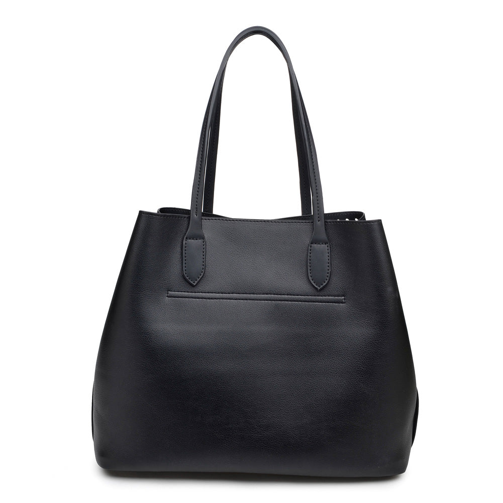 Woman wearing Black Moda Luxe Canal Tote 842017113935 View 7 | Black