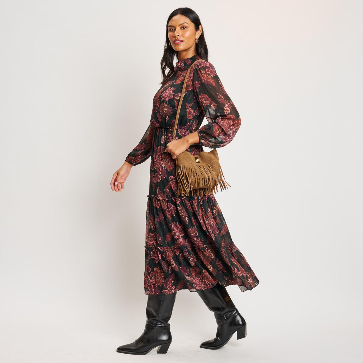 Woman wearing Hazelnut Moda Luxe Faith Crossbody 842017139041 View 4 | Hazelnut