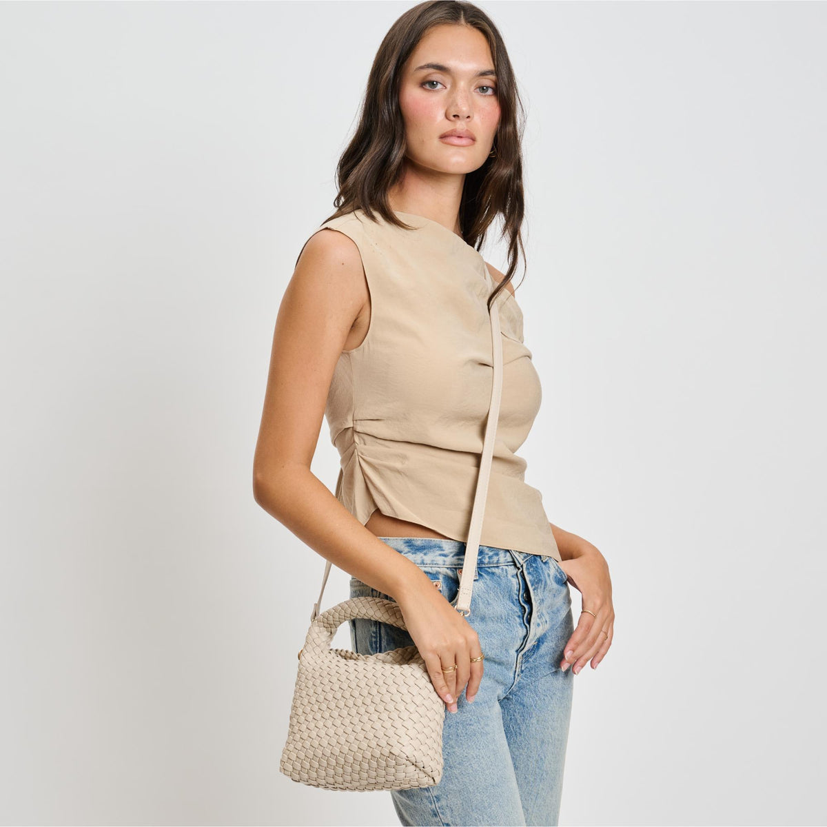Woman wearing Ivory Moda Luxe Jessamine Crossbody 842017135715 View 2 | Ivory
