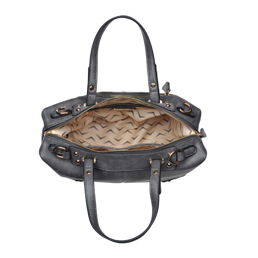 Product Image of Moda Luxe Broadway Patina Satchel 842017117346 View 4 | Gunmetal