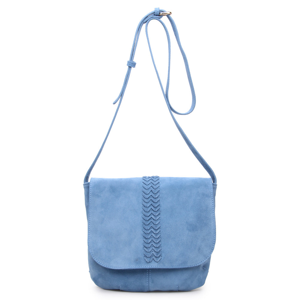 Woman wearing Blue Moda Luxe Hana Crossbody 842017103844 View 5 | Blue