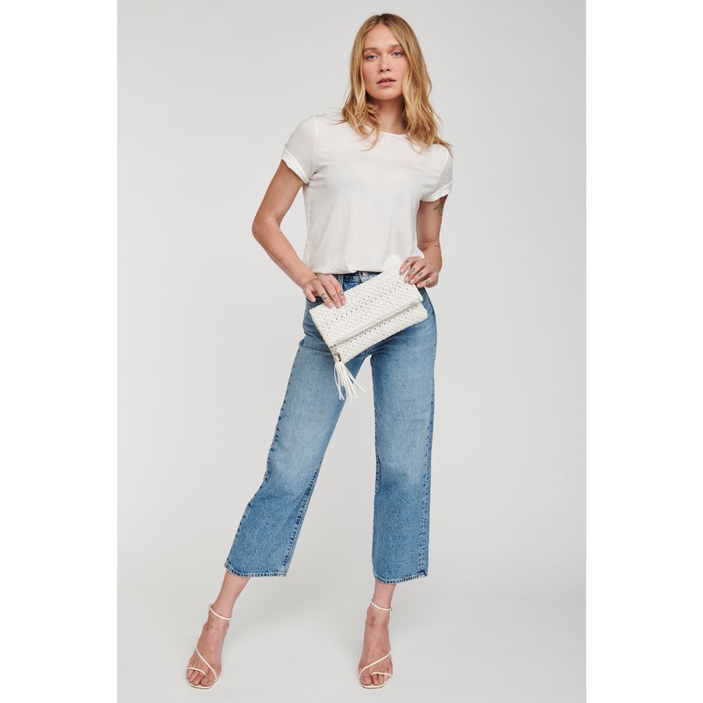 Woman wearing White Moda Luxe Summer Crossbody 842017124887 View 3 | White