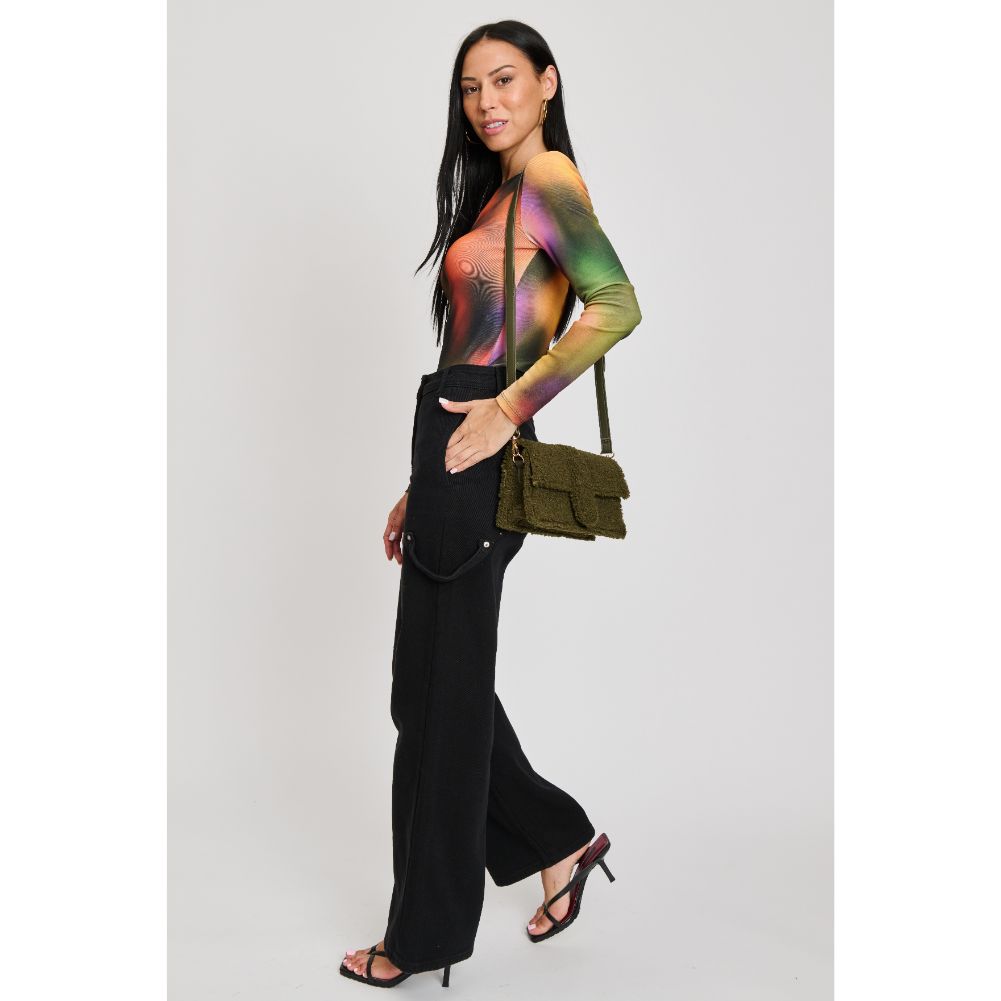 Woman wearing Olive Sol and Selene Fergie Crossbody 842017133711 View 4 | Olive