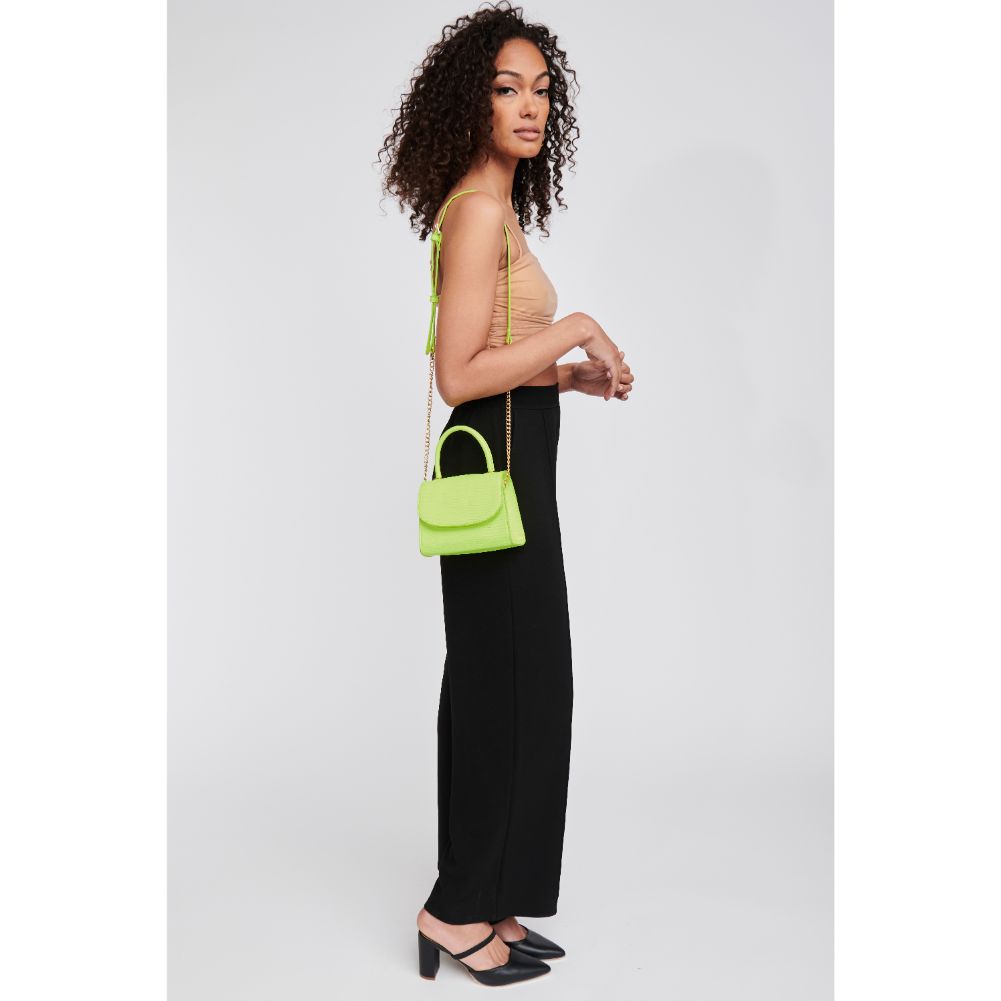 Woman wearing Neon Yellow Moda Luxe Talia Clutch 842017125662 View 4 | Neon Yellow