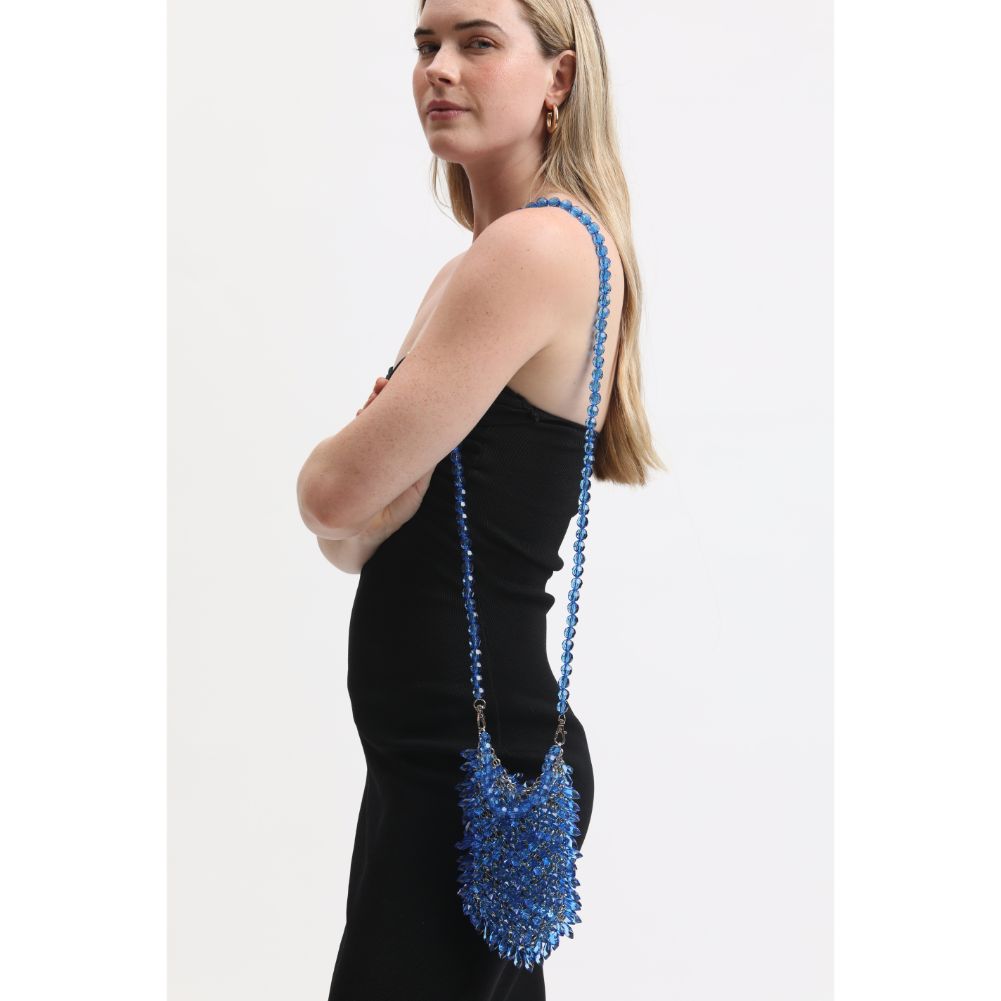 Woman wearing Blue Sol and Selene Mariah Evening Bag 842017133438 View 2 | Blue