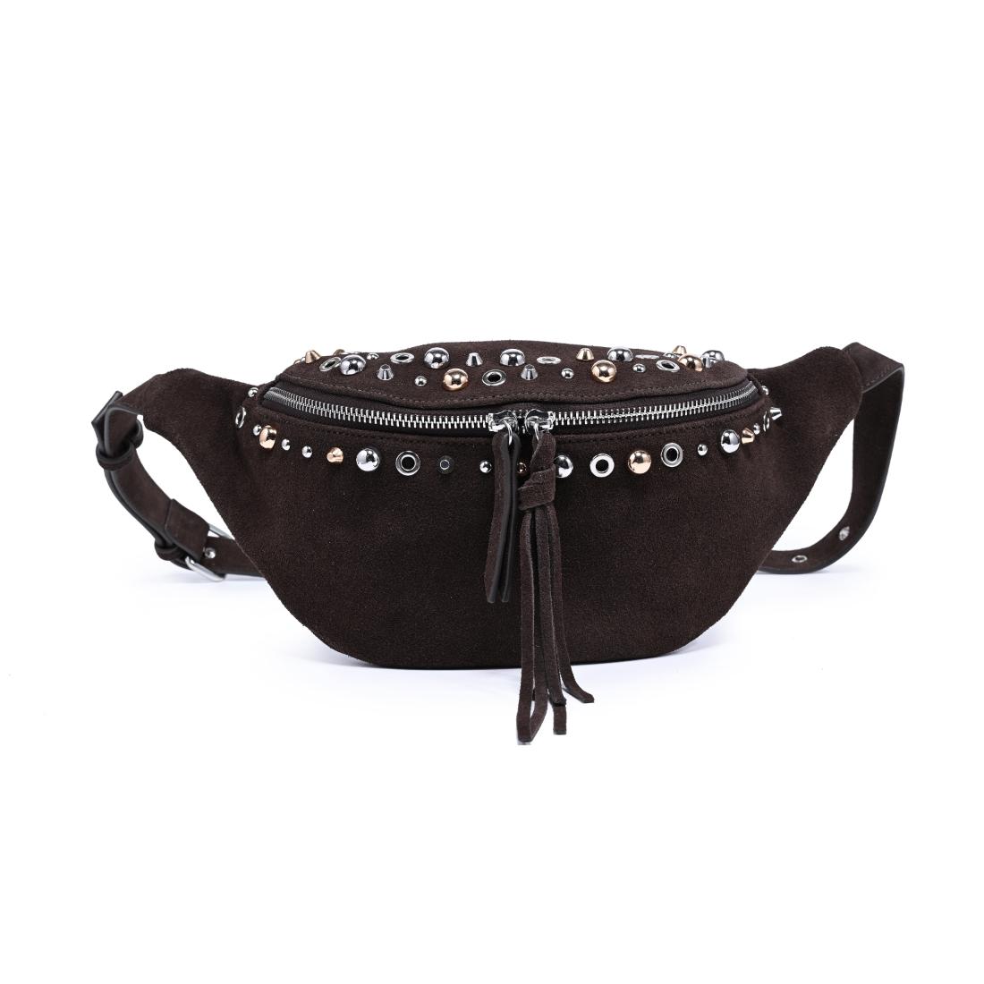 Woman wearing Chocolate Moda Luxe Star Belt Bag 842017140603 View 5 | Chocolate