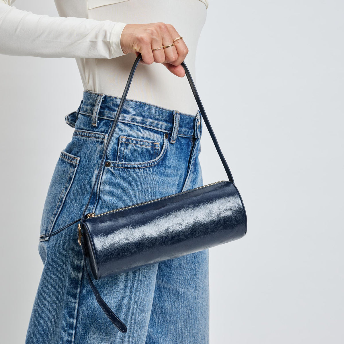 Woman wearing Midnight Sol and Selene Mila Shoulder Bag 842017139300 View 4 | Midnight