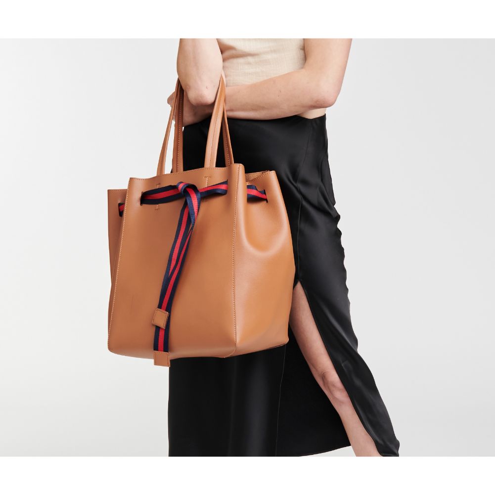 Woman wearing Tan Moda Luxe Dutchess Tote 842017118800 View 1 | Tan