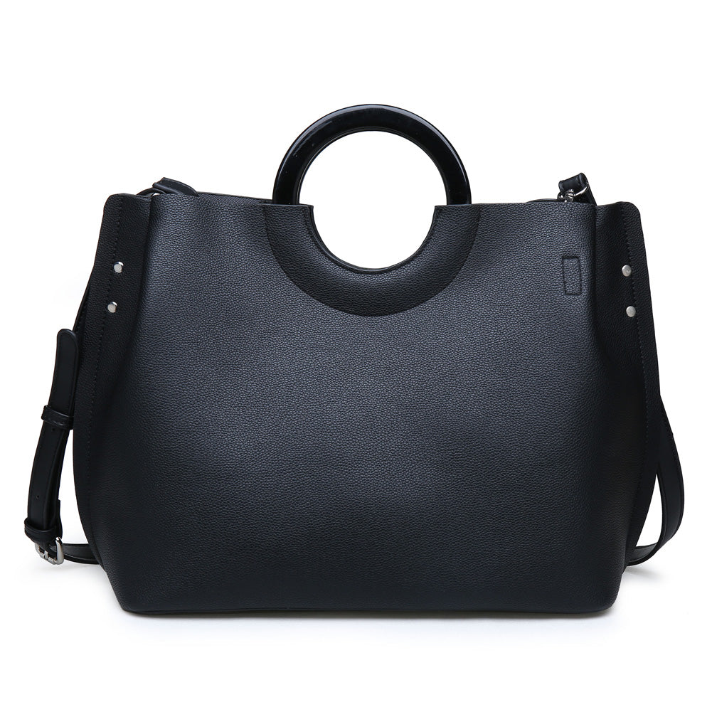 Woman wearing Black Moda Luxe Rebecca Satchel 842017114468 View 5 | Black