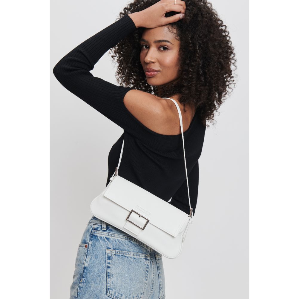 Woman wearing White Moda Luxe Fia Shoulder Bag 842017132578 View 1 | White