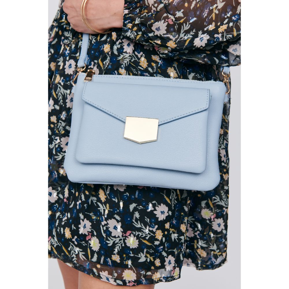 Woman wearing Sky Blue Moda Luxe Amari Crossbody 842017129172 View 4 | Sky Blue