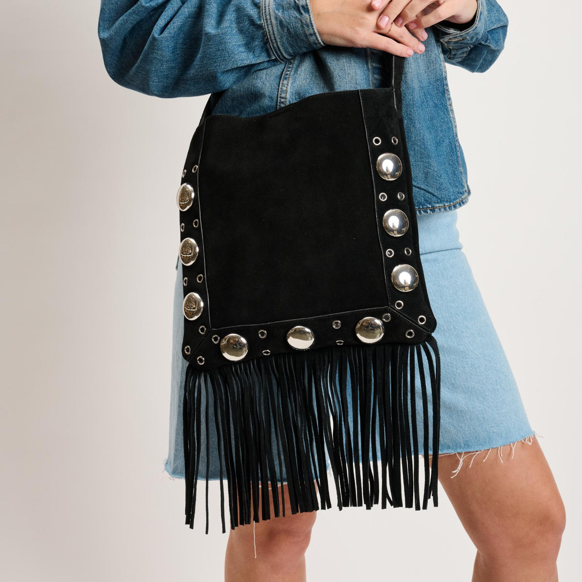 Woman wearing Black Moda Luxe Courtney Crossbody 842017140580 View 1 | Black