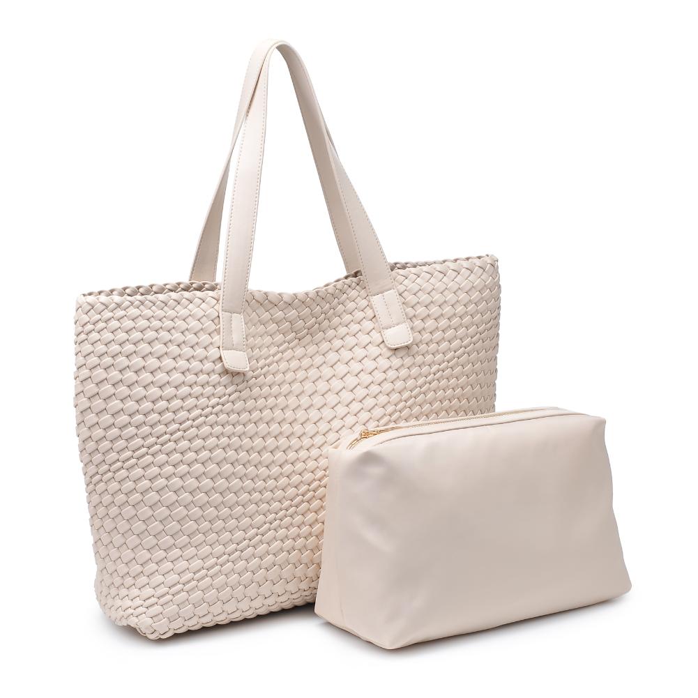 Woman wearing Oatmilk Moda Luxe Piquant Tote 842017135593 View 6 | Oatmilk