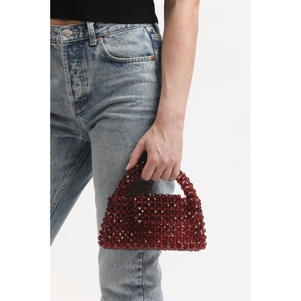 Woman wearing Wine Sol and Selene Dolly Evening Bag 842017133490 View 4 | Wine