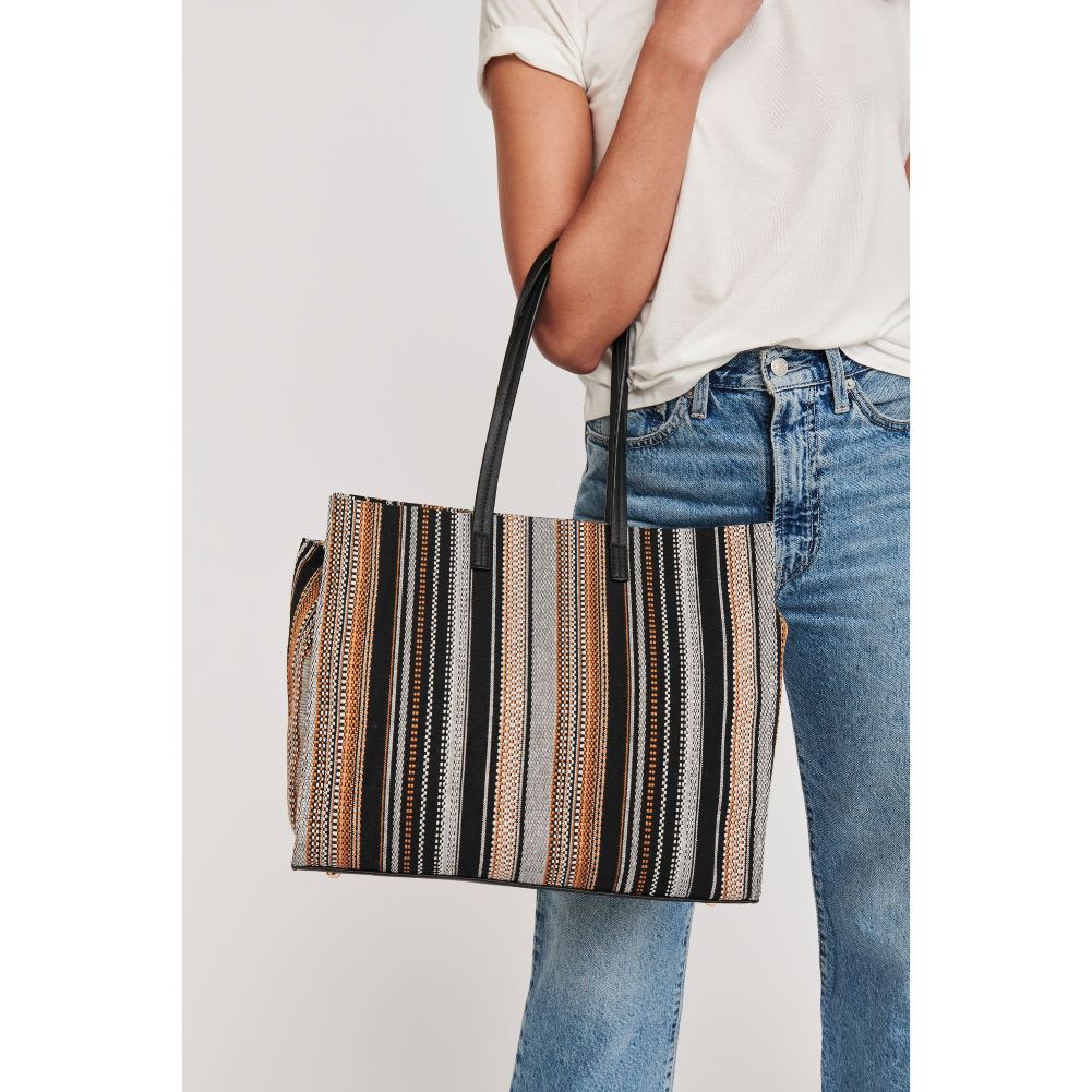 Woman wearing Black Multi Moda Luxe Jillian Tote 842017125532 View 1 | Black Multi