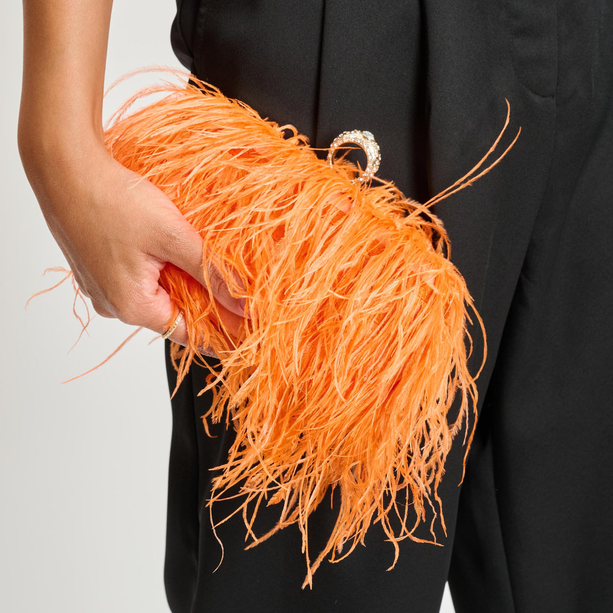 Woman wearing Orange Sol and Selene Harlow Evening Bag 842017133889 View 4 | Orange
