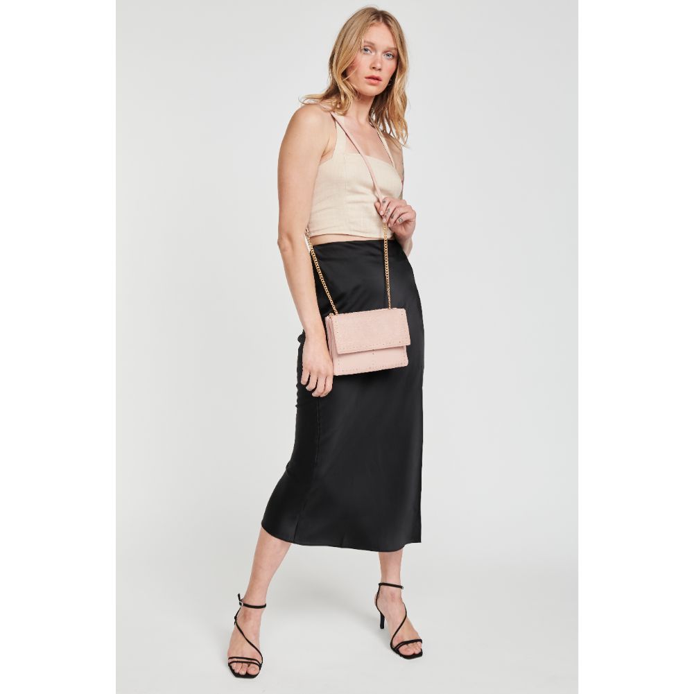 Woman wearing Pink Moda Luxe Fate Crossbody 842017111597 View 3 | Pink